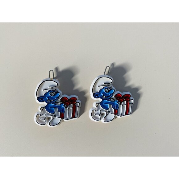 Vintage 80’s Smurf With Gift Box Plastic Hair Barrette Hair Pin Set of 2 - Picture 7 of 9